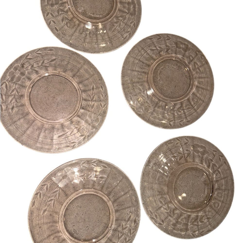 Set of 5 Vintage 1930’s Pink Depression Glass Plates - Federal Patrician Floral - Picture 4 of 7